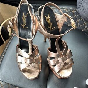 YSL Tribute rose gold sandals